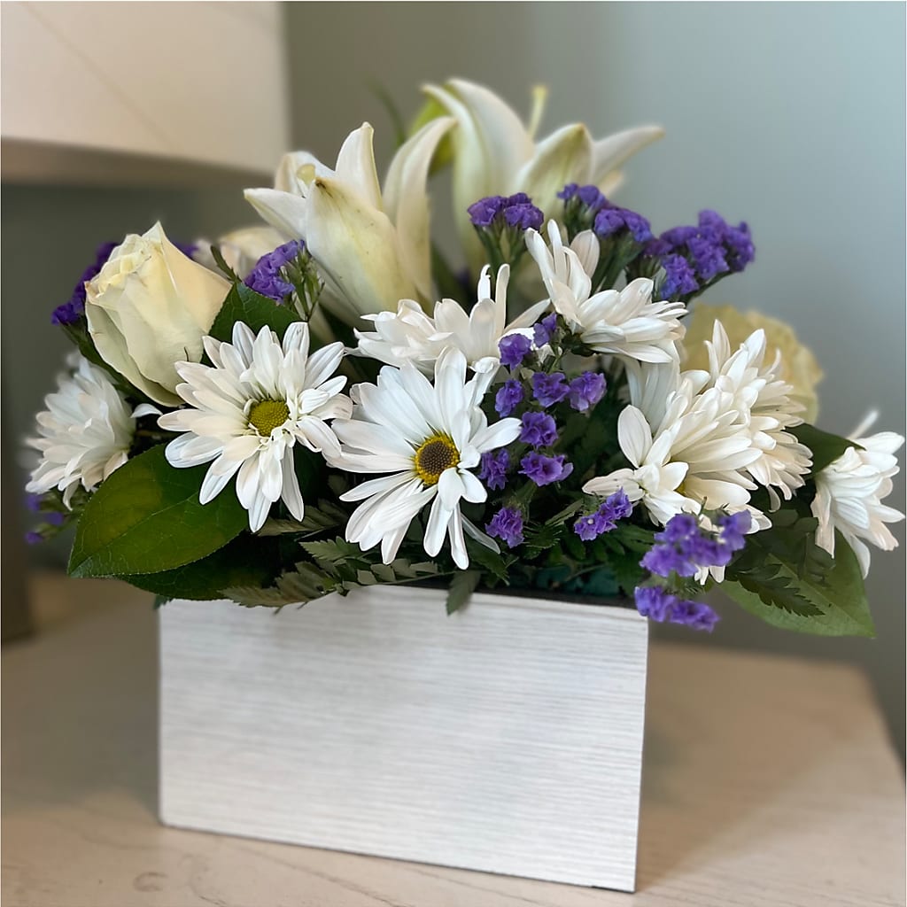 Beyond Blue Box Bouquet – Blossom Shop, Traverse City MI