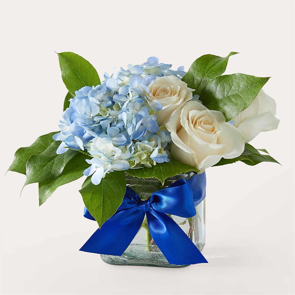 Sky Blue Delight Bouquet – Blossom Shop, Traverse City MI
