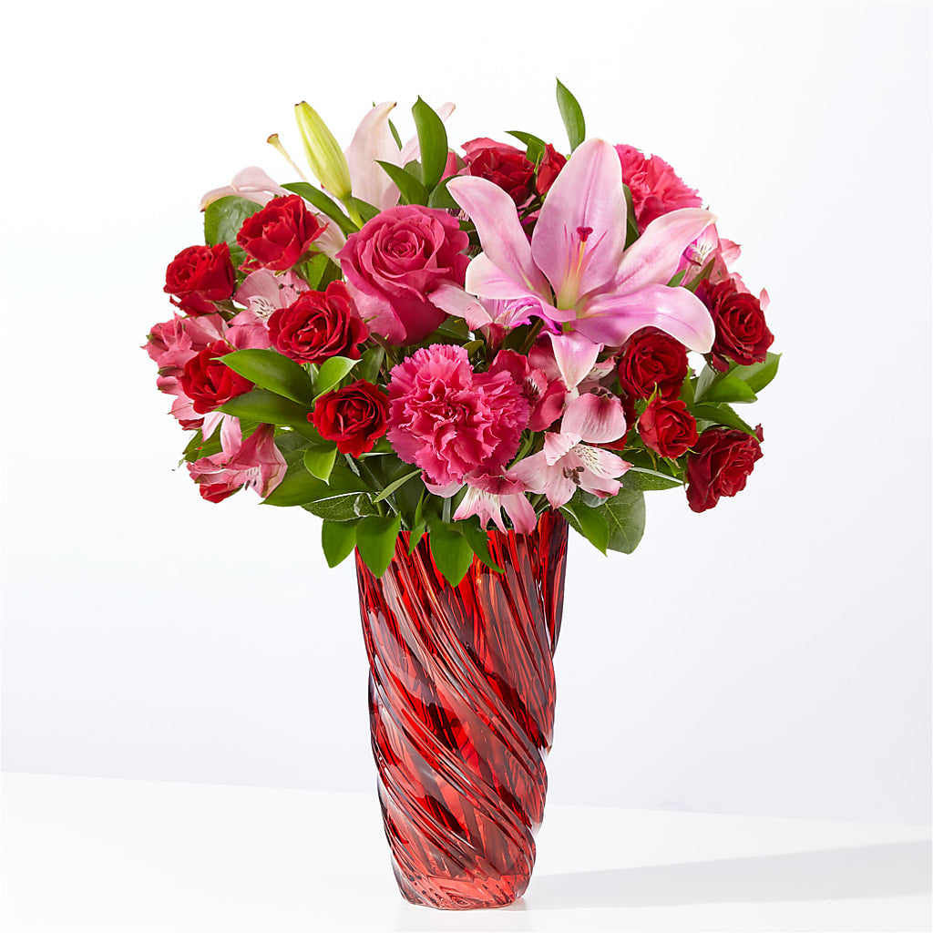 In Love Bouquet with Luxe Swirl Vase – Blossom Shop, Traverse City MI