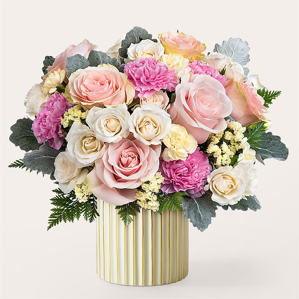 Blissful Moments Bouquet with Ivory Vase – Blossom Shop, Traverse City MI