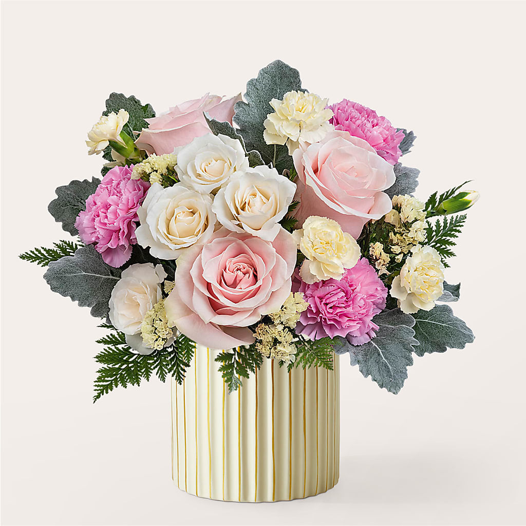 Blissful Moments Bouquet with Ivory Vase – Blossom Shop, Traverse City MI