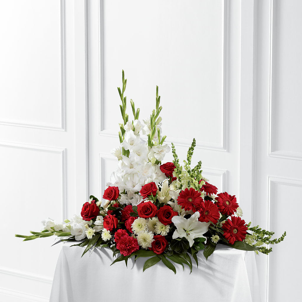 Crimson & White Arrangement – Blossom Shop, Traverse City MI