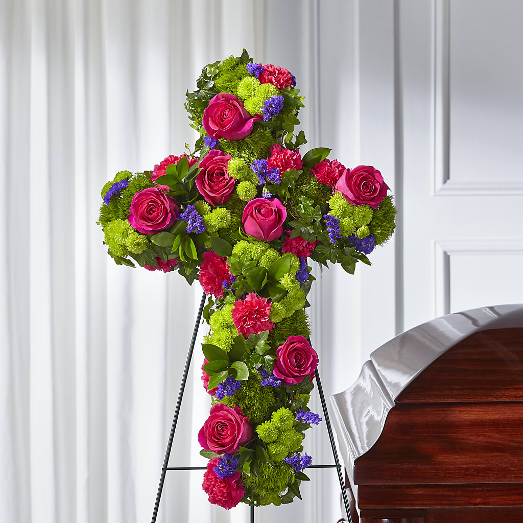 Tribute Rose Floral Cross – Blossom Shop, Traverse City MI