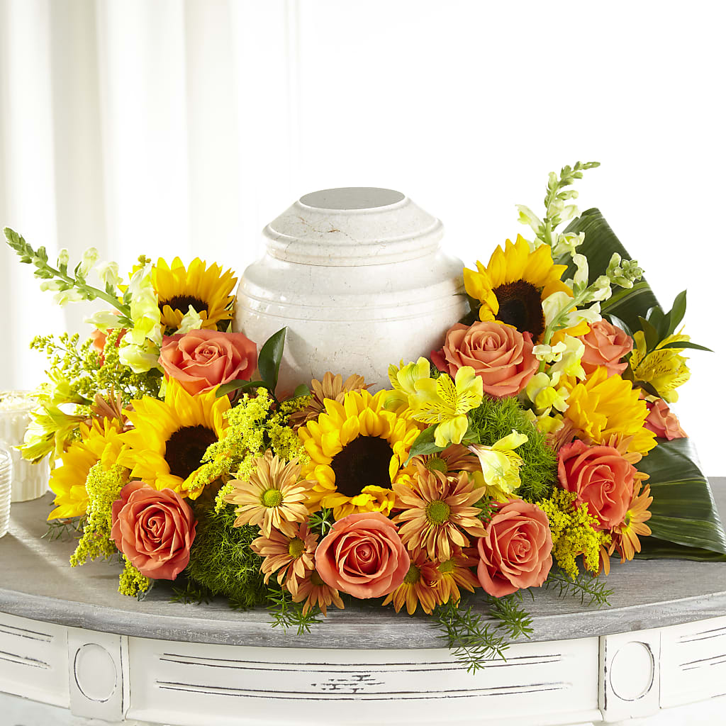 Faithful Sunflower Cremation Adornment – Blossom Shop, Traverse City MI