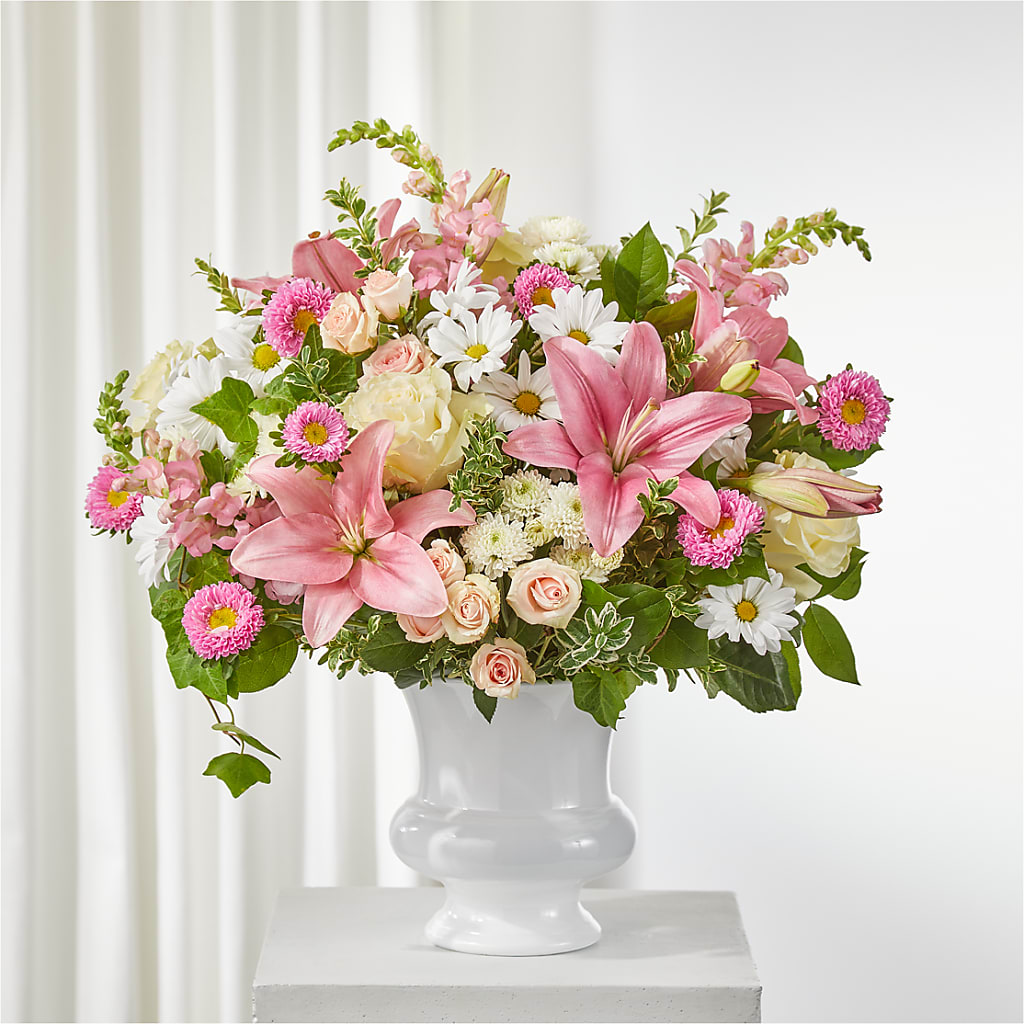 Empathetic Blooms Urn Arrangement – Blossom Shop, Traverse City MI