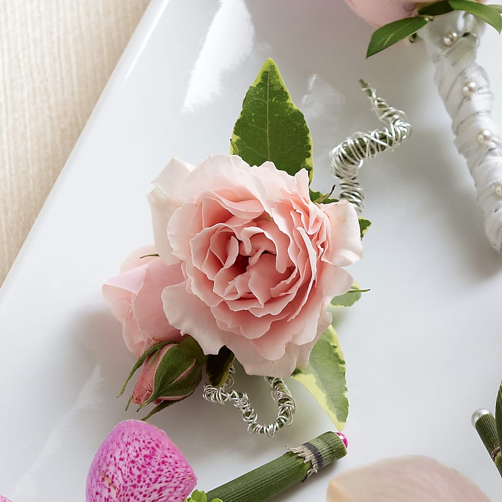 Pink Spray Rose Boutonniere – Blossom Shop, Traverse City MI