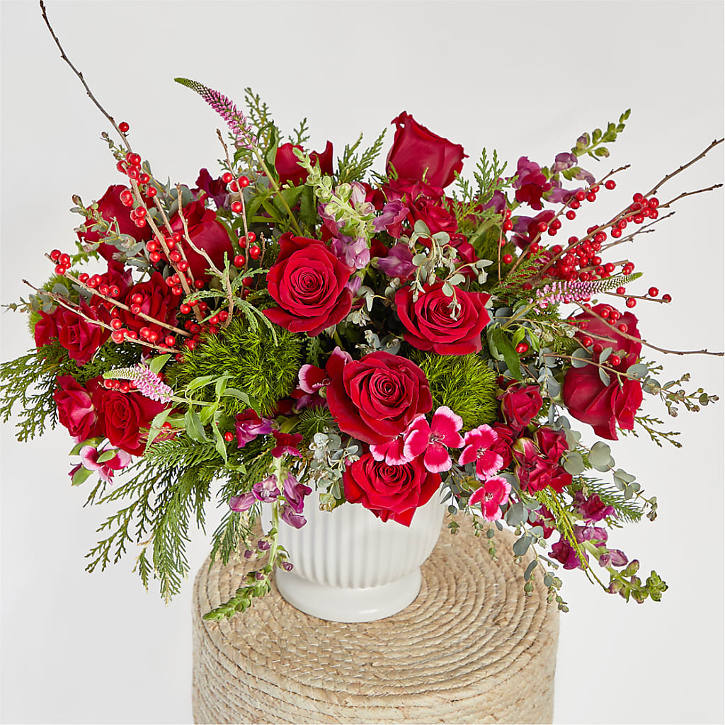 Big Red Bow Bouquet –  Blossom Shop, Traverse City MI