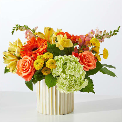 Autumn Sunshine Bouquet with Ivory Vase –  Blossom Shop, Traverse City MI
