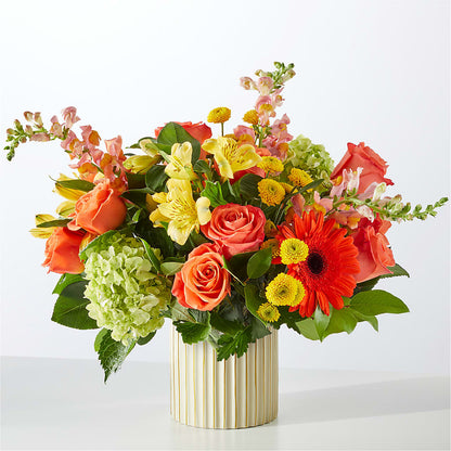 Autumn Sunshine Bouquet with Ivory Vase –  Blossom Shop, Traverse City MI