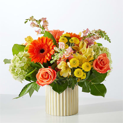 Autumn Sunshine Bouquet with Ivory Vase –  Blossom Shop, Traverse City MI