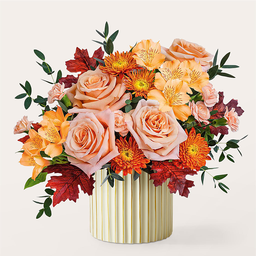 Spiced Latte Bouquet with Ivory Vase –  Blossom Shop, Traverse City MI