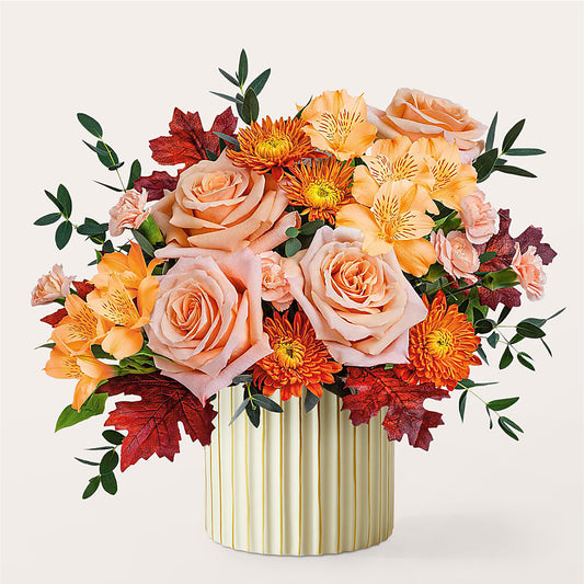 Spiced Latte Bouquet with Ivory Vase –  Blossom Shop, Traverse City MI