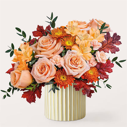 Spiced Latte Bouquet with Ivory Vase –  Blossom Shop, Traverse City MI