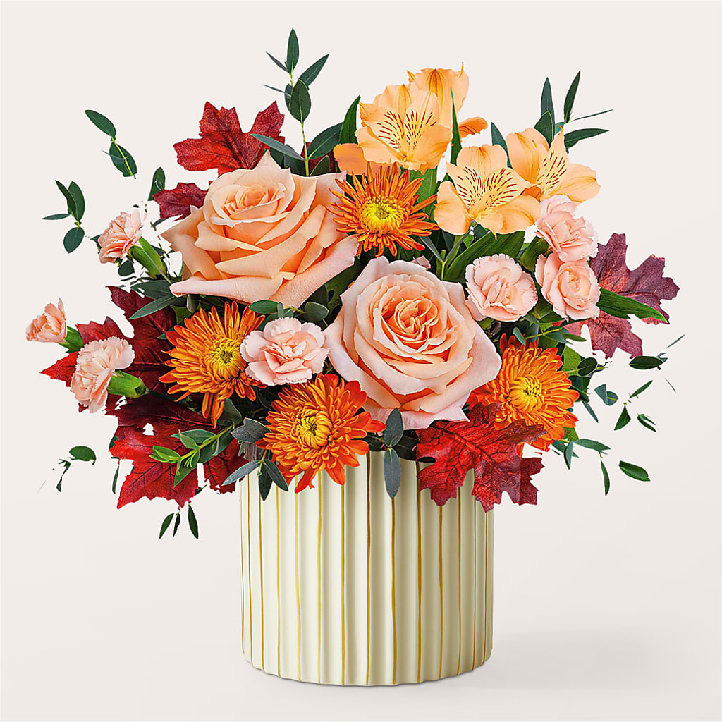 Spiced Latte Bouquet with Ivory Vase –  Blossom Shop, Traverse City MI