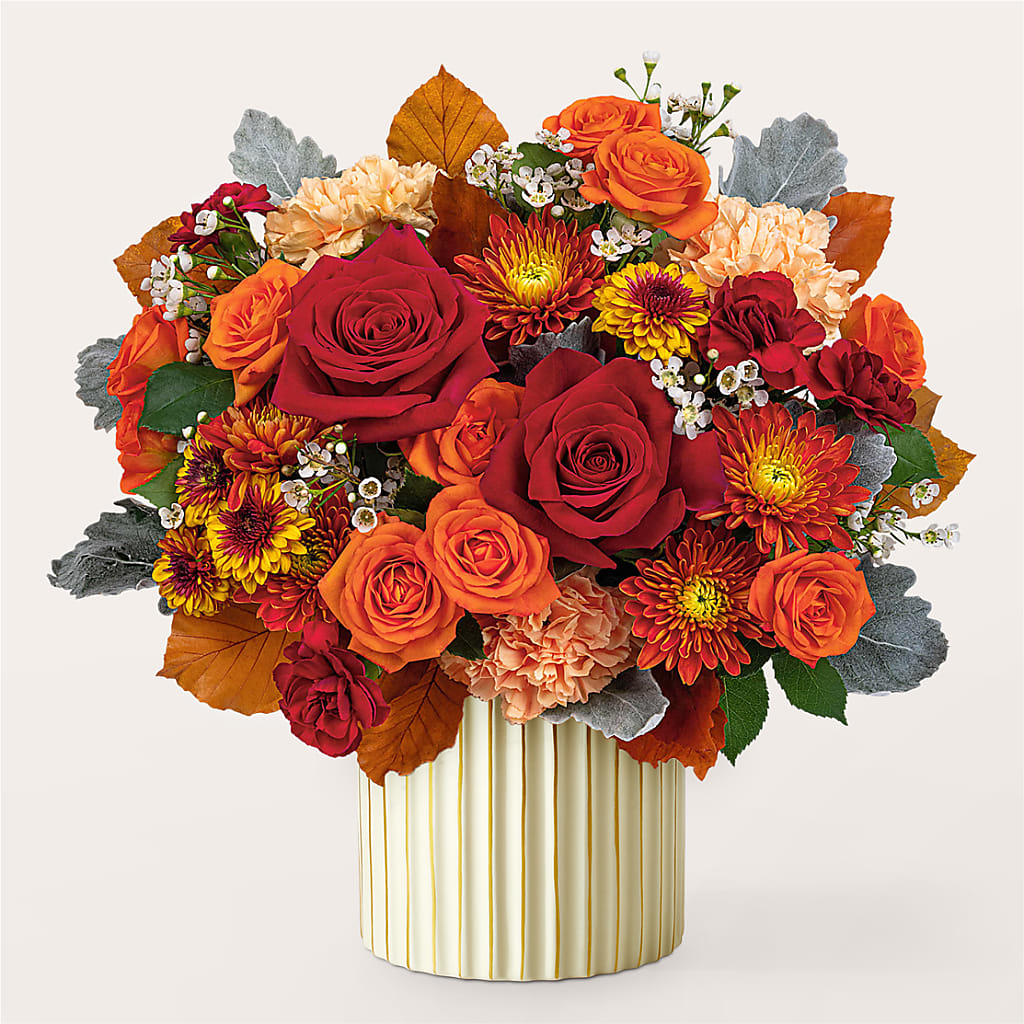 Merlot Bouquet with Ivory Vase –  Blossom Shop, Traverse City MI