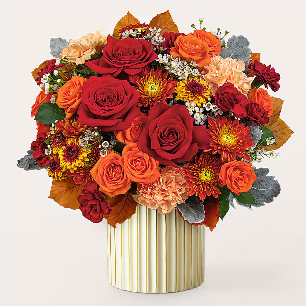 Merlot Bouquet with Ivory Vase –  Blossom Shop, Traverse City MI