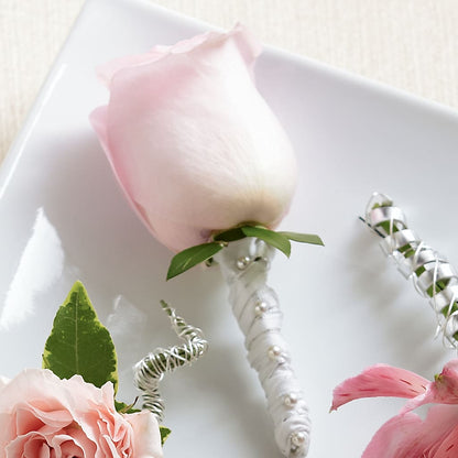 Pink Rose Boutonniere –  Blossom Shop, Traverse City MI