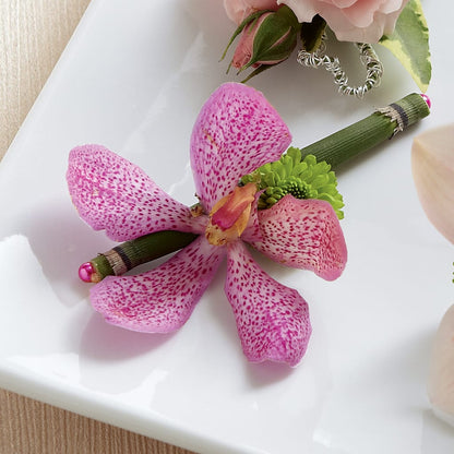 Pink Mokara Boutonniere –  Blossom Shop, Traverse City MI