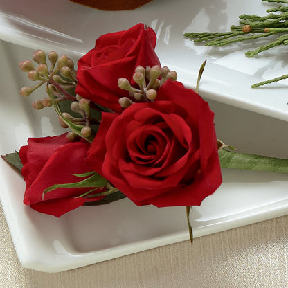 Red Spray Rose Boutonniere –  Blossom Shop, Traverse City MI